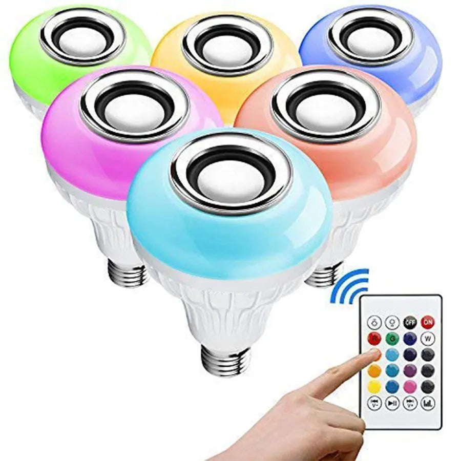 E26 LED Bluetooth Speaker Bulb 12W RGB Color Changing Bluetooth 4.0 24-Key Remote Control AC 100-240V Bedroom Party Globe Smart Bulb