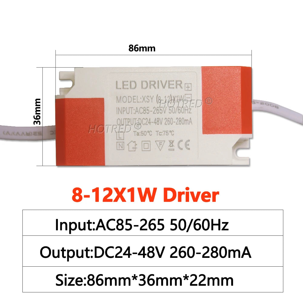 Constant Current LED Driver 3-5W 4-7W 8-12W 300mA 280mA AC 85-265V DC 8-43V Transformer