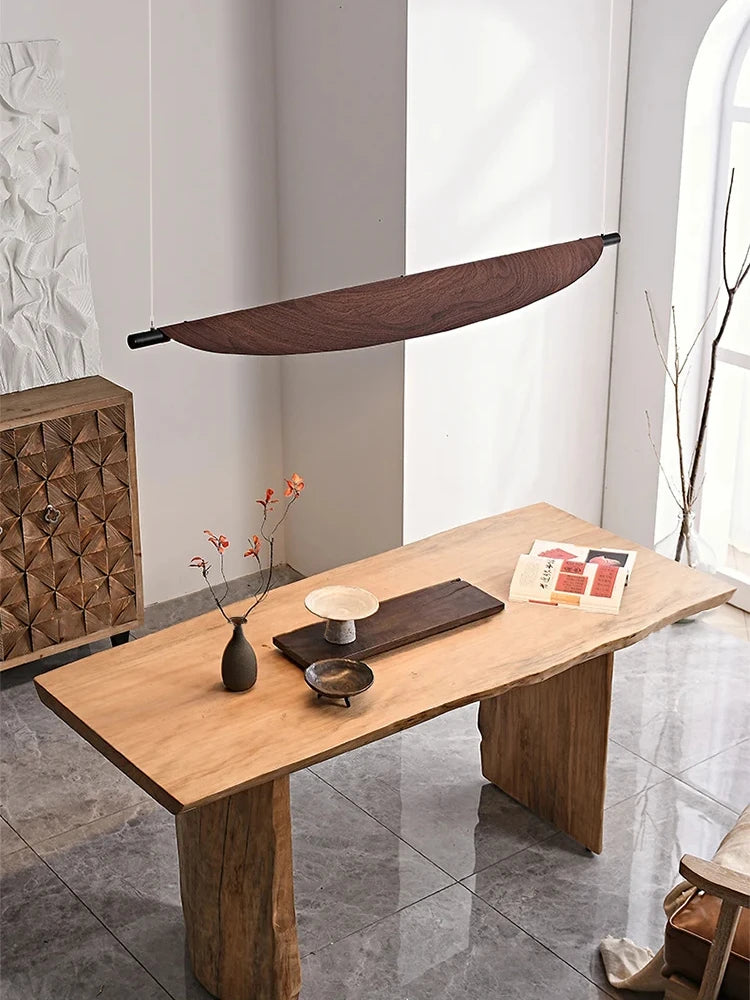Japanese Wabi-Sabi LED Pendant Chandelier Wood Grain Iron E26 AC 90-260V Living Room Kitchen Bar