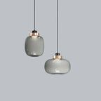 Nordic Minimalist Glass Pendant Light Iron Smoky Gray Gold AC 90-260V Bedroom Study Bar