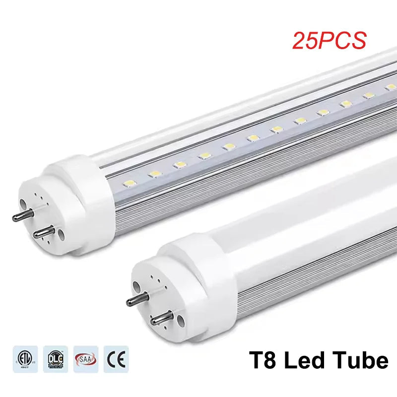 T8 LED Tube 10W 20W Epistar SMD2835 180° 90-100lm/W CRI 80+ AC 85-265V 25-Pack