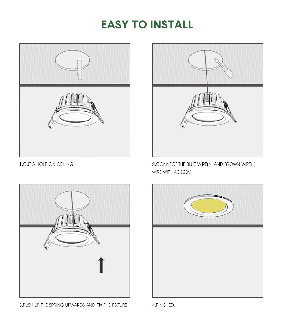 Modern IP65 Waterproof LED Ceiling Spotlight Fixture