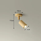 Japanese Minimalist Wood Cylinder LED Ceiling Spotlight Rotatable Surface Mount AC 90-260V