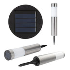 Solar LED Garden Post Lawn Light IP65 Stainless Steel PP 600mAh NiMH 8 to 15 Hour Runtime 43cm Pathway Courtyard Driveway Silver