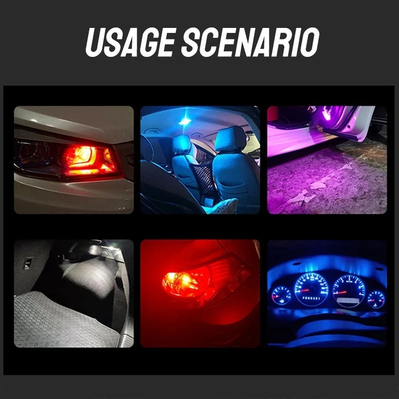 T10 W5W COB LED Bulb 1W DC 12V 400lm 6000K White Blue Yellow Red Pink Green Universal Fit License Plate Dome Map Clearance Interior Car Light