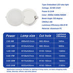 4-Pack LED Recessed Downlight 6W-24W No Flicker 3000K 4000K 6000K AC 110-260V Kitchen