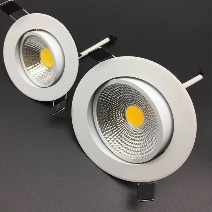 Dimmable COB LED Recessed Downlight 5W 7W 9W 12W 15W 20W Polished Aluminum Epistar CRI 90 120 Degree Knob Switch AC 85-265V Anti-Glare