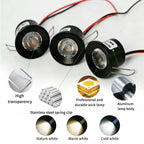 IP65 Mini LED Recessed Downlight 2W DC 12V 25mm Cutout 60 Degree Aluminum Silver Nickel Finish Cabinet Stair RV Caravan