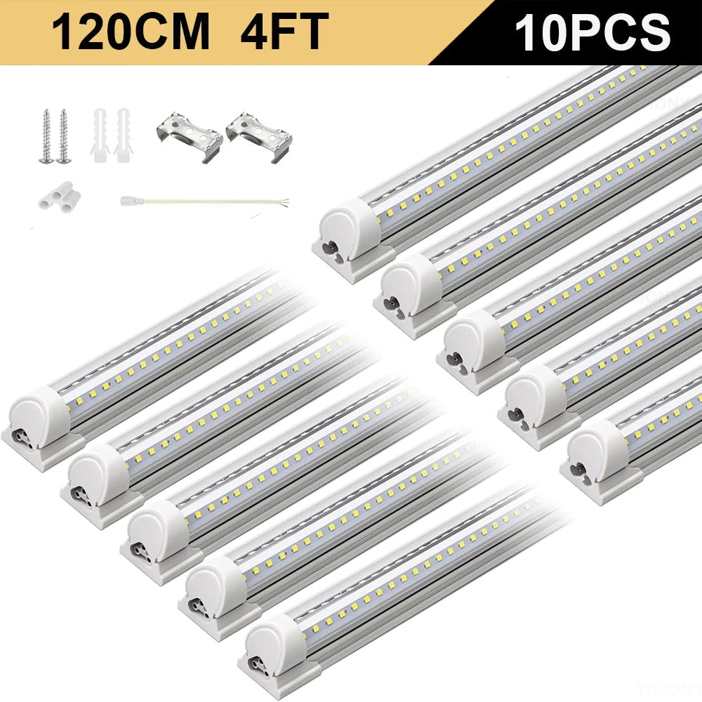 T8 V-Shape Integrated LED Tube Light 3FT 4FT 5FT 30W 40W 50W SMD2835 100-120lm/W AC 85-265V