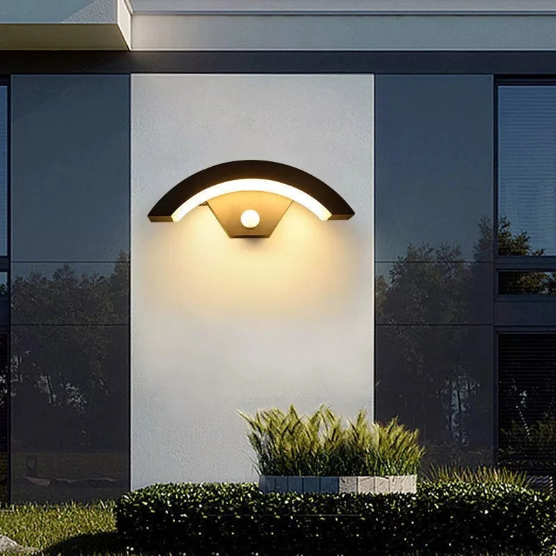 18W 24W IP65 LED Outdoor Wall Lamp Motion Sensor 2-6m AC 85-265V Warm Cool White Brushed Nickel