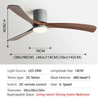 DC Motor Ceiling Fan with Light 38 46 56 Inch 3 Blade Remote Control AC 110-220V