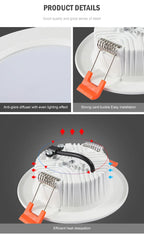 LED Recessed Ceiling Downlight 5W 9W 12W 15W 18W 24W 30W 36W 100lm/W AC110-240V