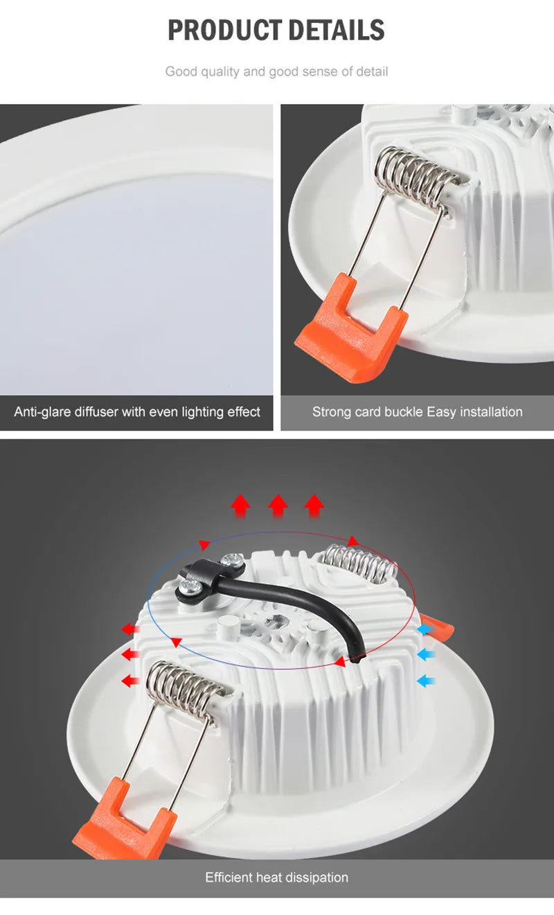 LED Recessed Ceiling Downlight 5W 9W 12W 15W 18W 24W 30W 36W 100lm/W AC110-240V