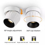 Dimmable COB LED Surface Mounted Downlight 7W 12W 15W Frosted Aluminum CRI 90 25 to 45 Degree Adjustable AC 85-265V Black Kitchen Bedroom