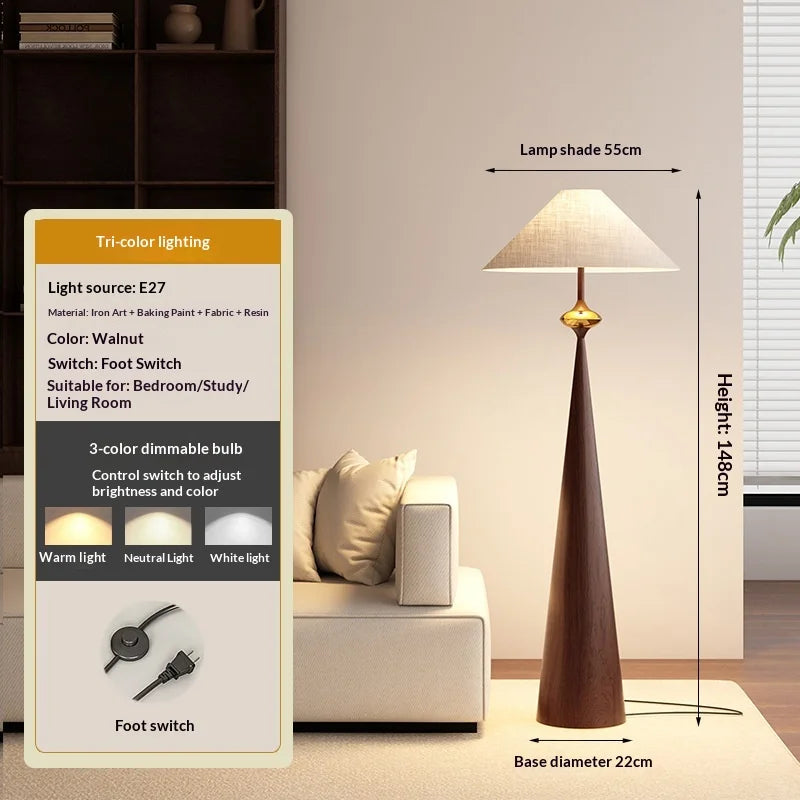 Zen Wabi Sabi Floor Lamp Japanese Chinese Iron Fabric Shade Dimmable AC 90-260V 16-20W