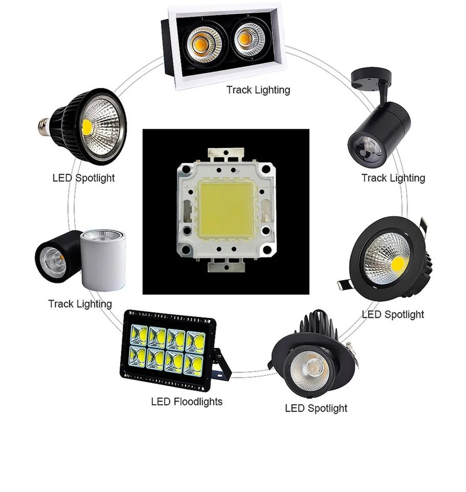 High-Power Integrated LED Chip 10W 20W 30W 50W 100W COB 90-110lm/W Warm Cool White