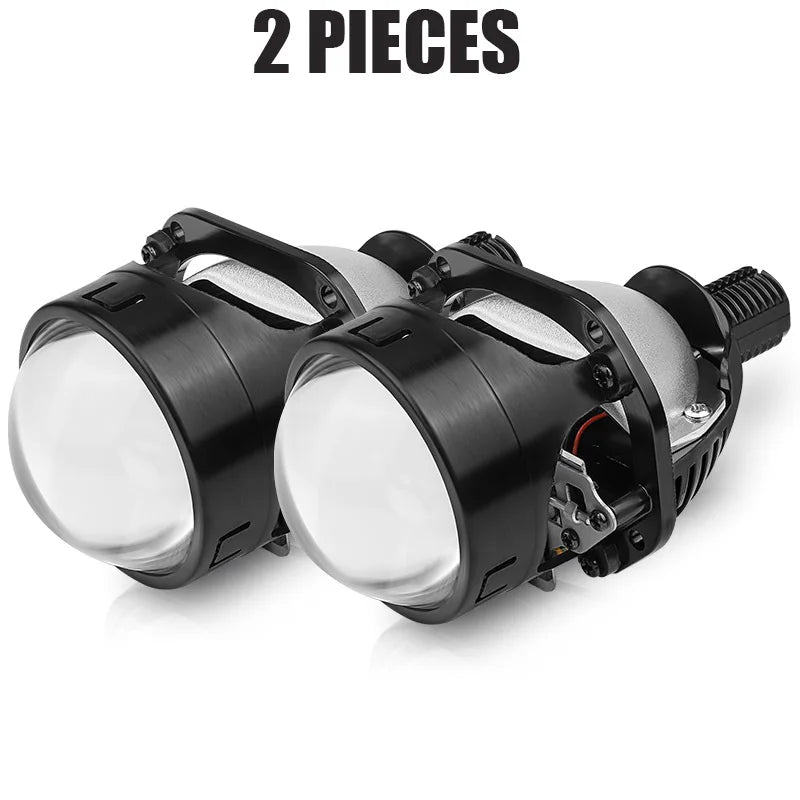 RACBOX 2.5-Inch Bi-LED Projector Lens 50W 10000lm 6000K H4 H7 9005 9006 IP65 Retrofit