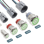 IP65 Waterproof Metal Push Button Switch 12mm 16mm 19mm 22mm 3A Copper LED Indicator 12V 24V Momentary Flat Circular Panel Mount