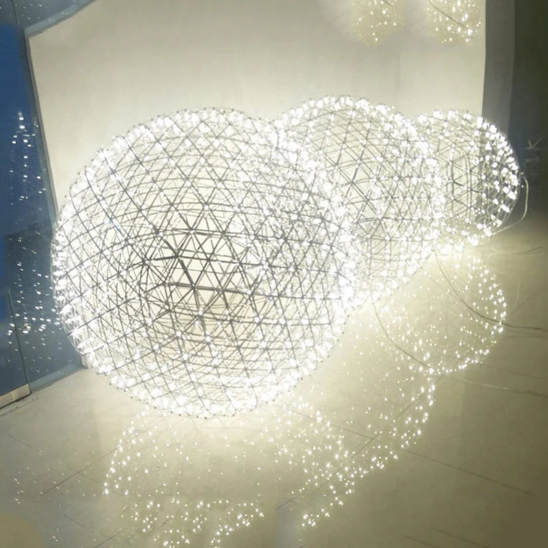 Modern Spark Ball LED Chandelier Stainless Steel Brushed 200cm Cable AC 110-240V 15-70m²
