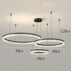 Modern Tiered Ring Crystal Acrylic Pendant Chandelier D40+60+80cm 100W Dimmable AC 90-265V