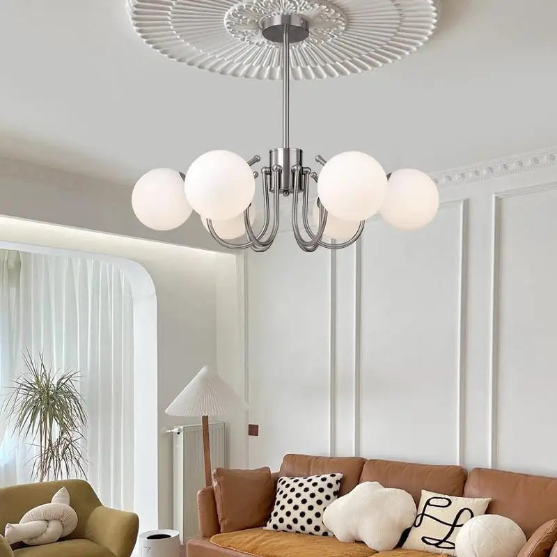 Mid-Century Bauhaus Chandelier E27 Iron Stained Glass Pendant 90-260V Living Room Dining