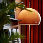 Modern Gradient Orange Mushroom Glass Floor Lamp Stainless Steel Knob Dimmable AC 90-260V