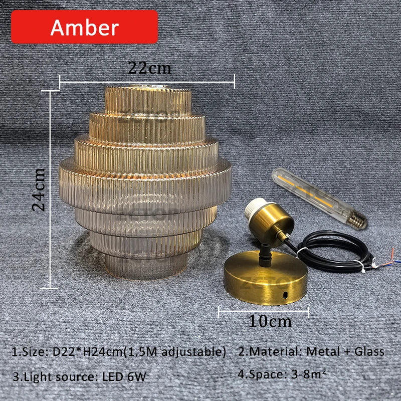 Minimalist Glass E26 E27 LED Pendant Light 6W D22cm Amber Smoky Gray AC 110-220V Dining Room