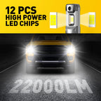H8 H9 H11 H16 9005 HB3 9012 HIR2 LED Headlight 22000lm 120W Canbus 6500K DC 9-30V 2-Pack