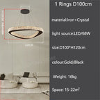 Modern Crystal LED Chandelier Stainless Steel Polished Cord Pendant Remote Control Dimmable AC 90-265V Villa Living Room Staircase