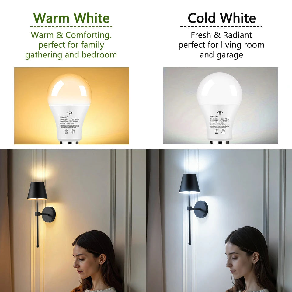 E26 Motion Sensor LED Bulb 18W 360° 3-6m Detection AC 110V Cool Warm White 3-Pack