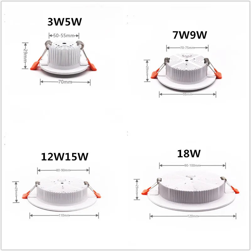 DC 12V LED Recessed Downlight 3W 5W 7W 9W 12W 15W 18W Dimmable IP44 120° Indoor