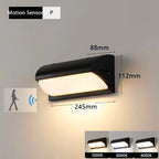 20W IP65 LED Outdoor Wall Lamp Radar Motion Sensor 3-6m AC 85-265V Black Porch Garden