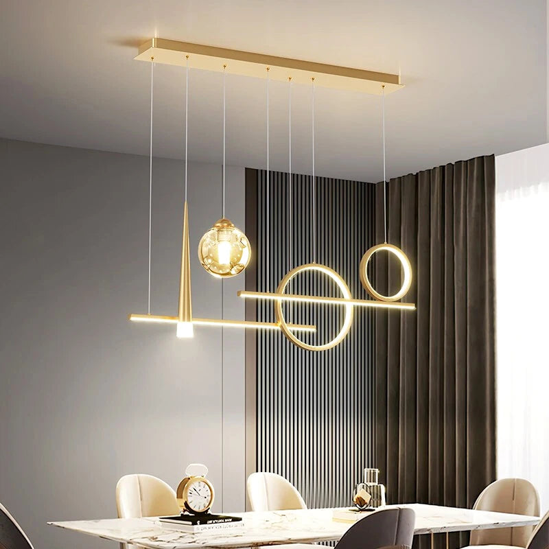 65W LED Bar Pendant Chandelier L94cm 4-Mode Dimmable 2800-6000K AC 90-265V Black Iron Acrylic