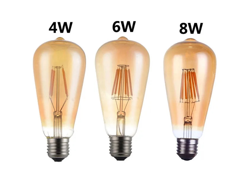 ST64 Edison Filament LED Bulb 2W 4W 6W 8W E27 B22 Dimmable Gold Glass 110-220V 6 Pack