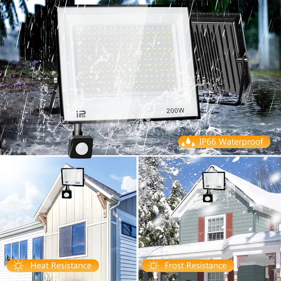 IP66 PIR Motion Sensor LED Flood Light 20W 30W 50W 70W 100W 150W 200W 300W Die Cast Aluminum 120 Degree AC 100-130V or 175-265V Garden