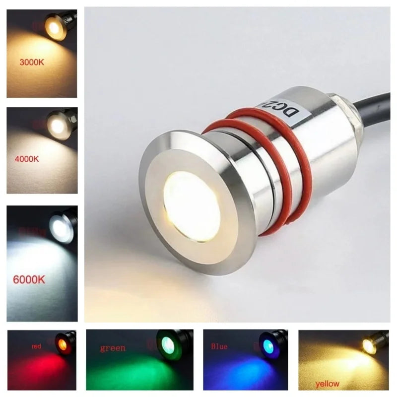 DC 12V LED Underwater Light IP68 RGB 7-Color Auto Stainless Steel Pool Fountain Garden