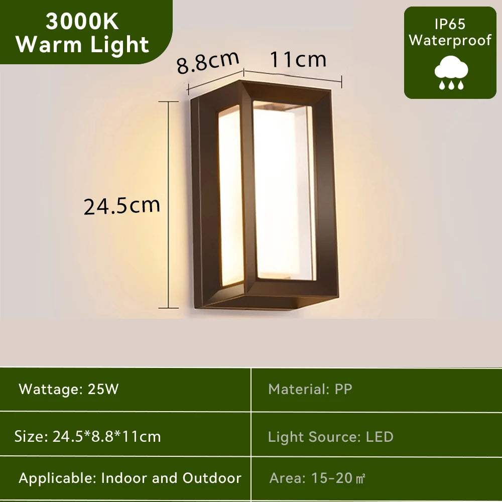 LED Outdoor Wall Lamp AC 110-240V Moisture-Resistant ABS Indoor Outdoor Pathway Porch Garden