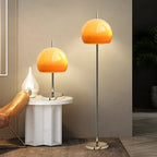 Modern Gradient Orange Mushroom Glass Floor Lamp Stainless Steel Knob Dimmable AC 90-260V
