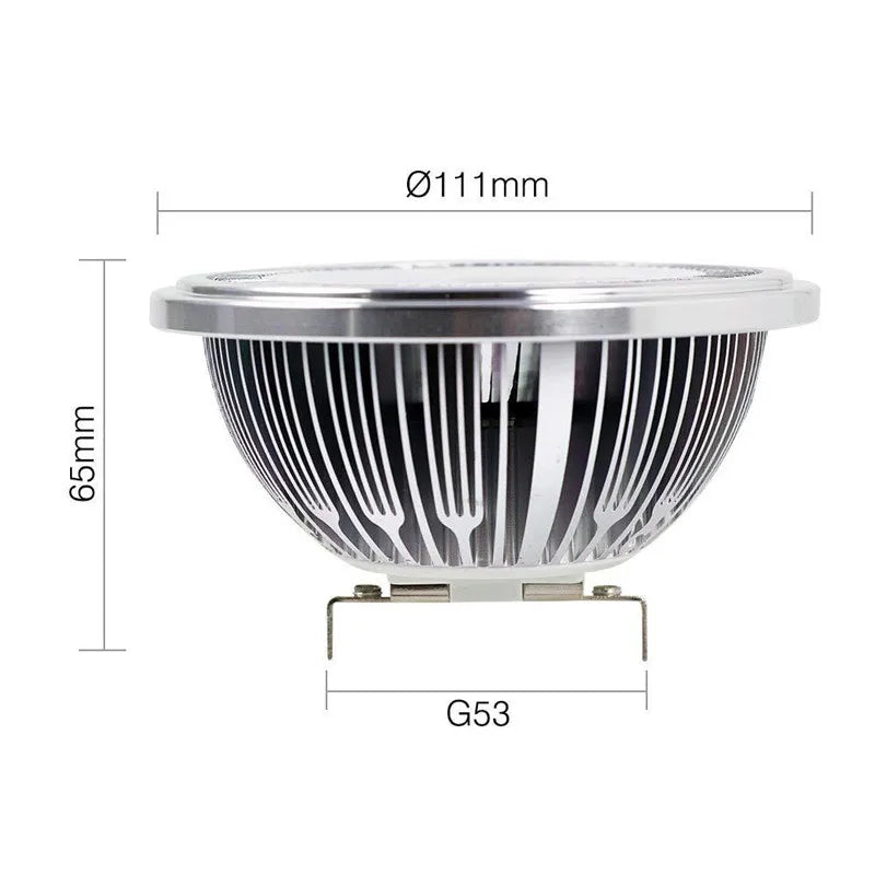 AR111 QR111 COB LED Spotlight 10W 15W G53 GU10 CRI 90+ 90-100lm/W 60° Dimmable AC 85-265V