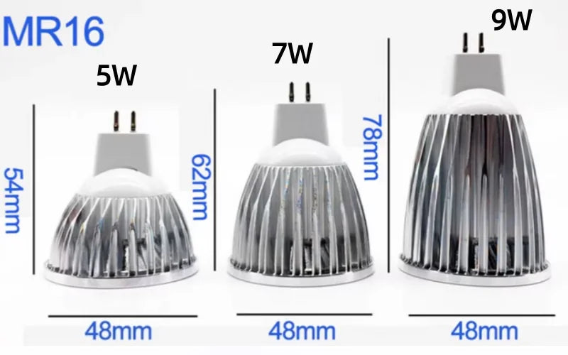 10-Pack COB LED Spotlight 5W 7W 9W GU10 MR16 E27 E14 CRI 85+ 90lm/W 60° AC 85-265V 3-Color