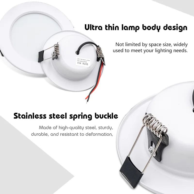 Epistar LED Recessed Downlight 5W 9W 12W 15W 18W 120° CRI 85+ DC 12-24V AC 110-220V