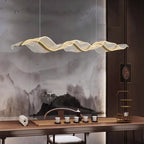 Modern Linear LED Pendant Chandelier 30-80W Gold Ironware Acrylic 4-Mode AC 90-265V