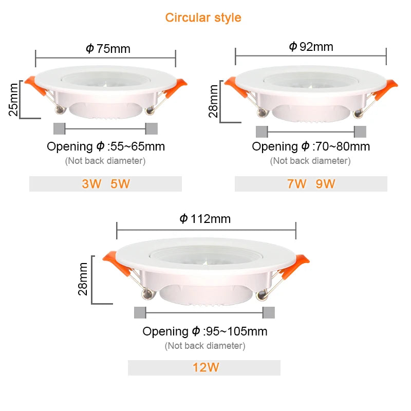 Ultra-Thin LED Recessed Downlight 3W 5W 7W 9W 12W Epistar Round Square AC 110-245V 30,000hr