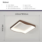 Nordic Wood Grain LED Ceiling Light Dimmable Remote Control 42cm 52cm Acrylic Iron Surface Mount AC 90-260V Bedroom Living Room