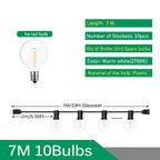 G40 LED Outdoor String Lights IP44 Dimmable 0.6W Warm White Connectable 9m 14m 26m