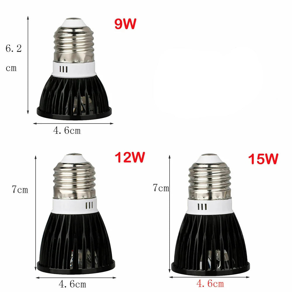 Dimmable LED Spotlight 9W 12W 15W E26 E14 GU10 MR16 B22 CRI 80+ 120° AC 85-265V
