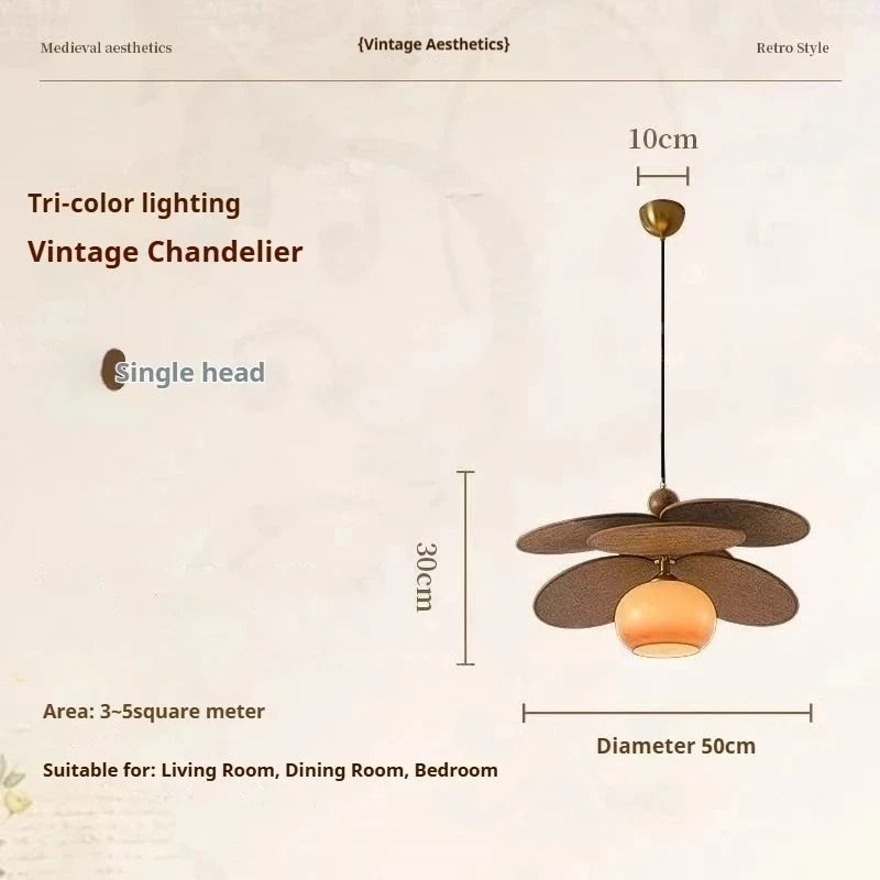 Rattan Weave Vintage E26/E27 Pendant Chandelier Stained Glass Iron AC 90-260V Restaurant Hotel