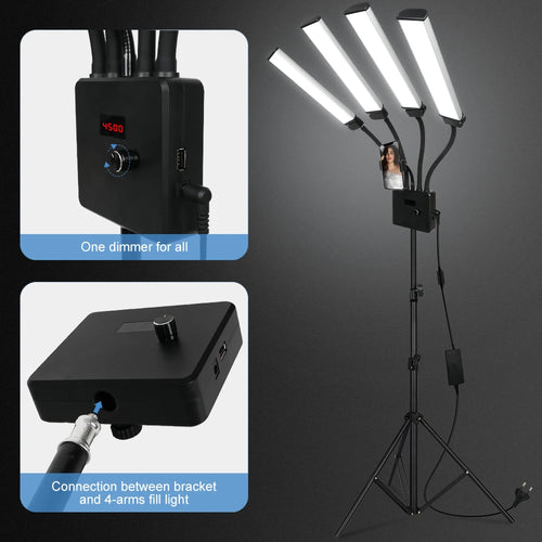 80W LED Beauty Ring Light 448 LEDs 3000-6500K Bi-Color Dimmable Gooseneck Tripod USB Remote