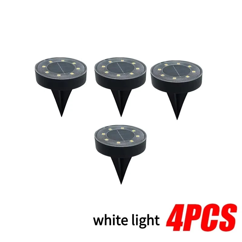 Solar LED Ground Deck Light IP68 Waterproof 8 LED Path Garden Lawn Stair Lamp