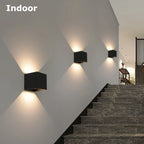 IP65 LED Wall Lamp 6W 12W Aluminum Clear Glass Up and Down AC 90-260V Indoor Outdoor Waterproof Black White Gray